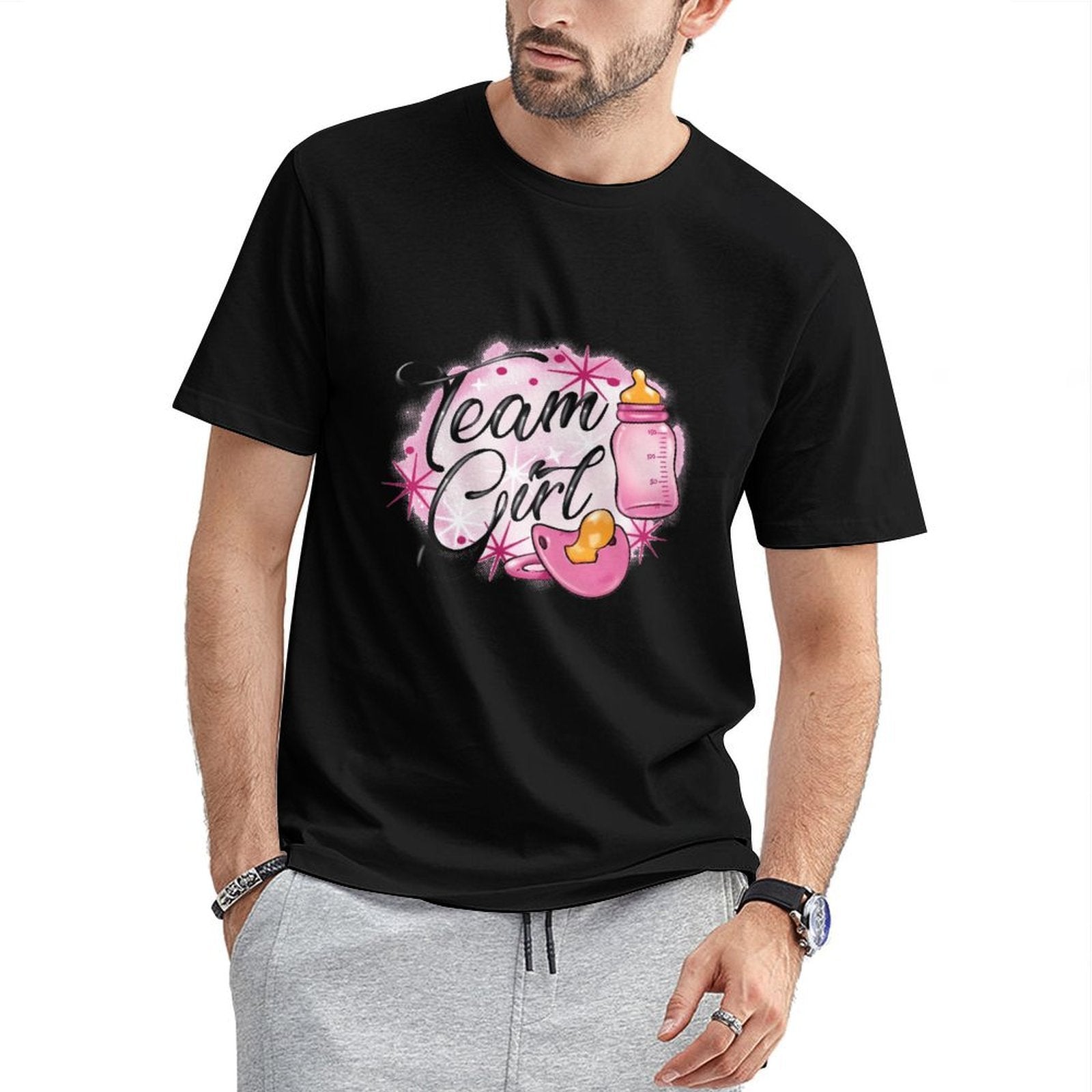 Inkmay Casual Cotton T-shirt Team Girl Pink Baby Items Unisex T-shirtRegular Natural T-Shirt