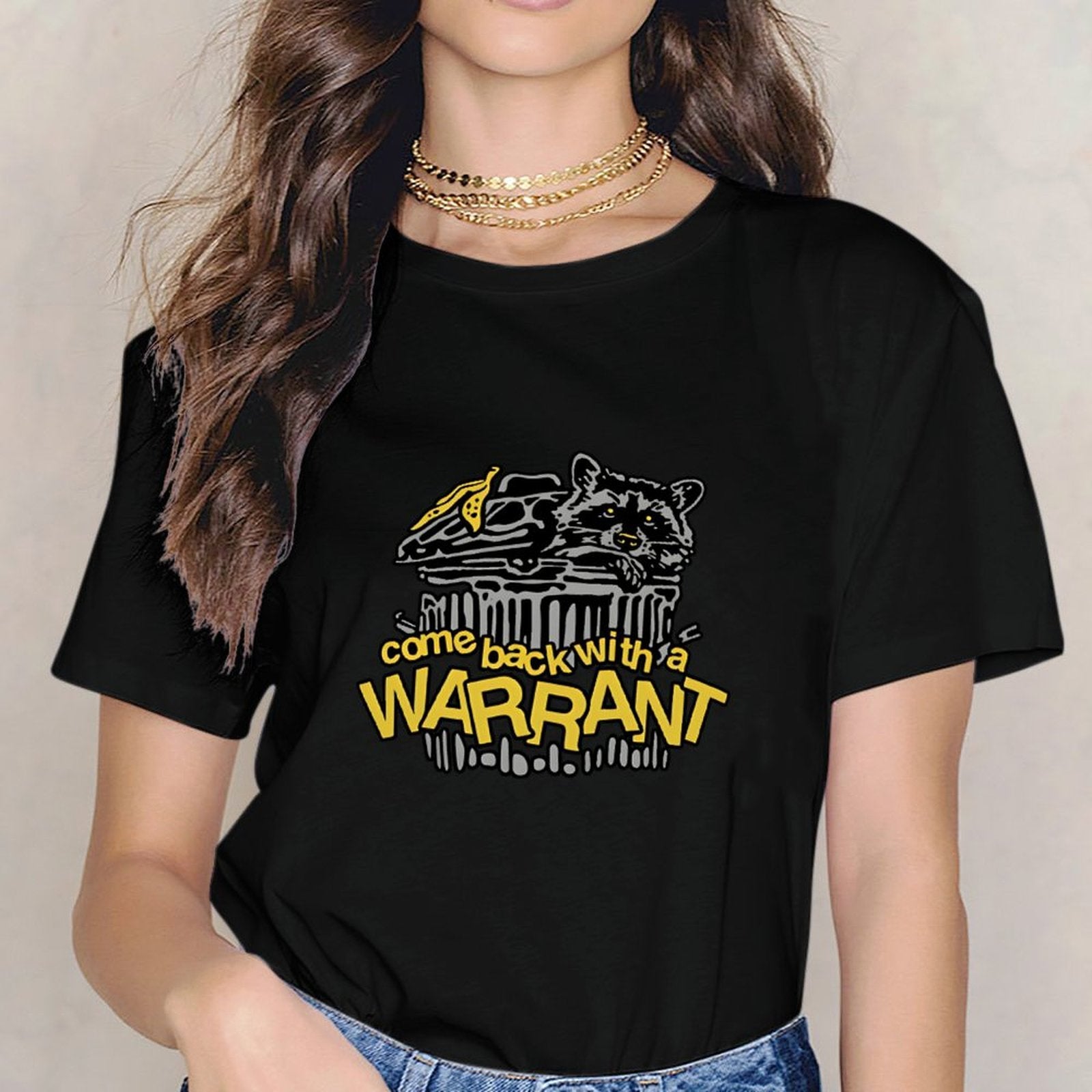 Inkmay Casual  Cotton T-shirt Come Back With A Warrant Unisex T-shirtNatural ModernFit T-Shirt