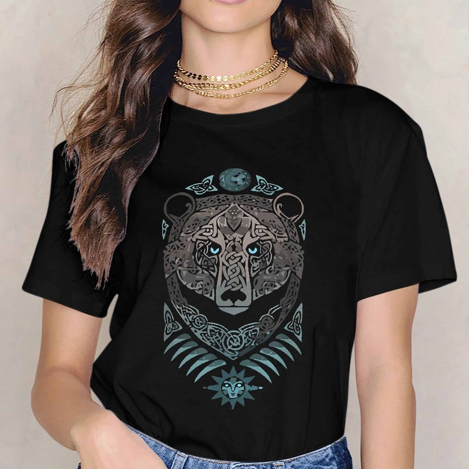 Inkmay Casual Cotton T-shirt Celtic Wolf Design With Intricate Patterns Unisex T-shirtPrint-Ready SoftTouch T-Shirt