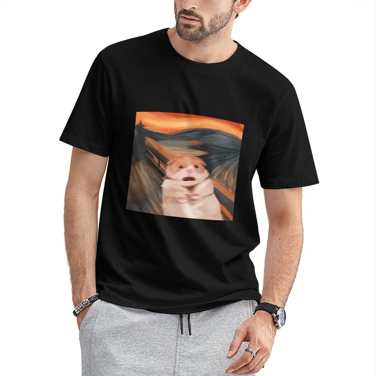Inkmay Casual Cotton T-shirt Cute Puppy Under Car Pattern Print Unisex T-shirtActive ActiveStyle T-Shirt