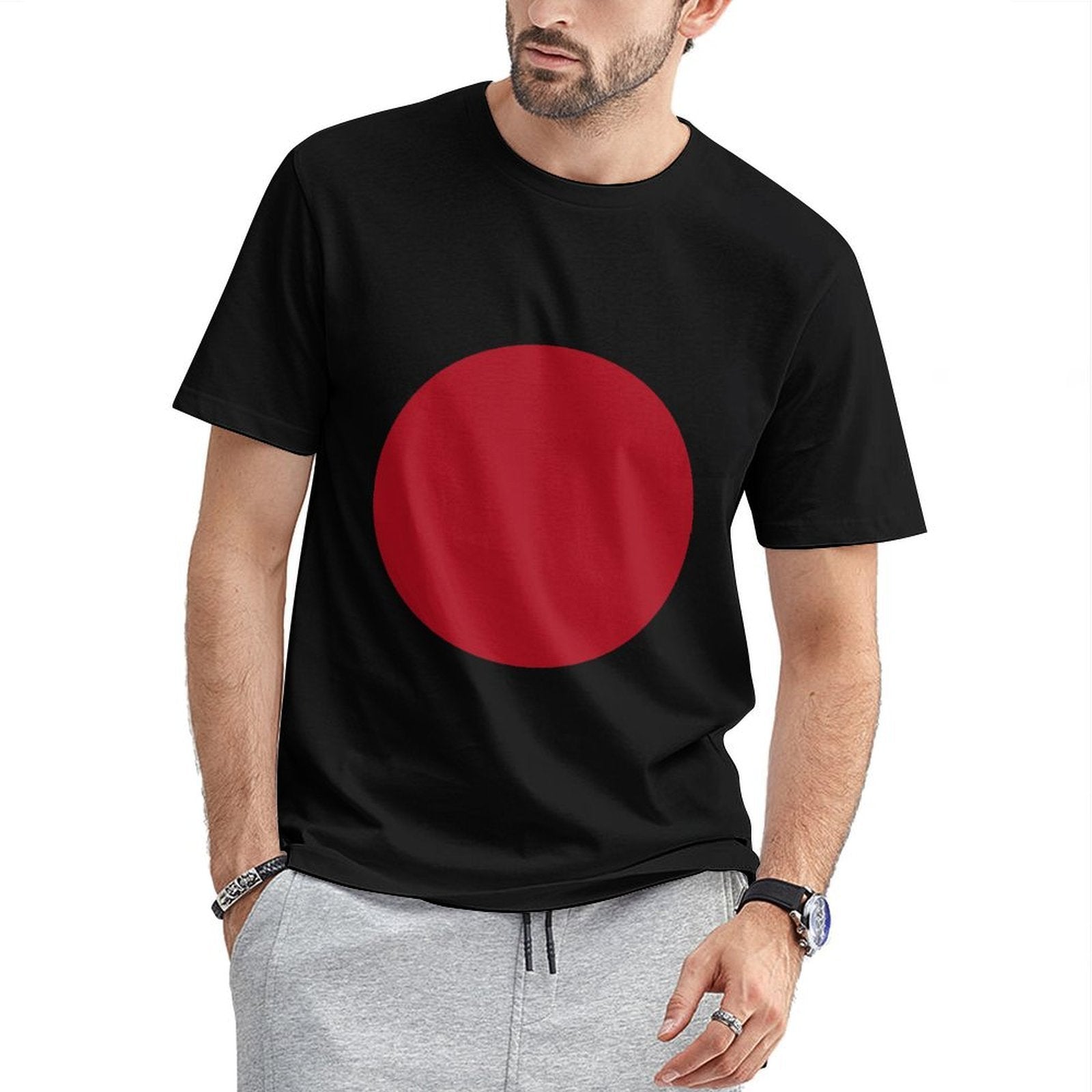 Inkmay Casual Cotton T-shirt Red Background With White Lines Unisex T-shirtFundraising Plain T-Shirt