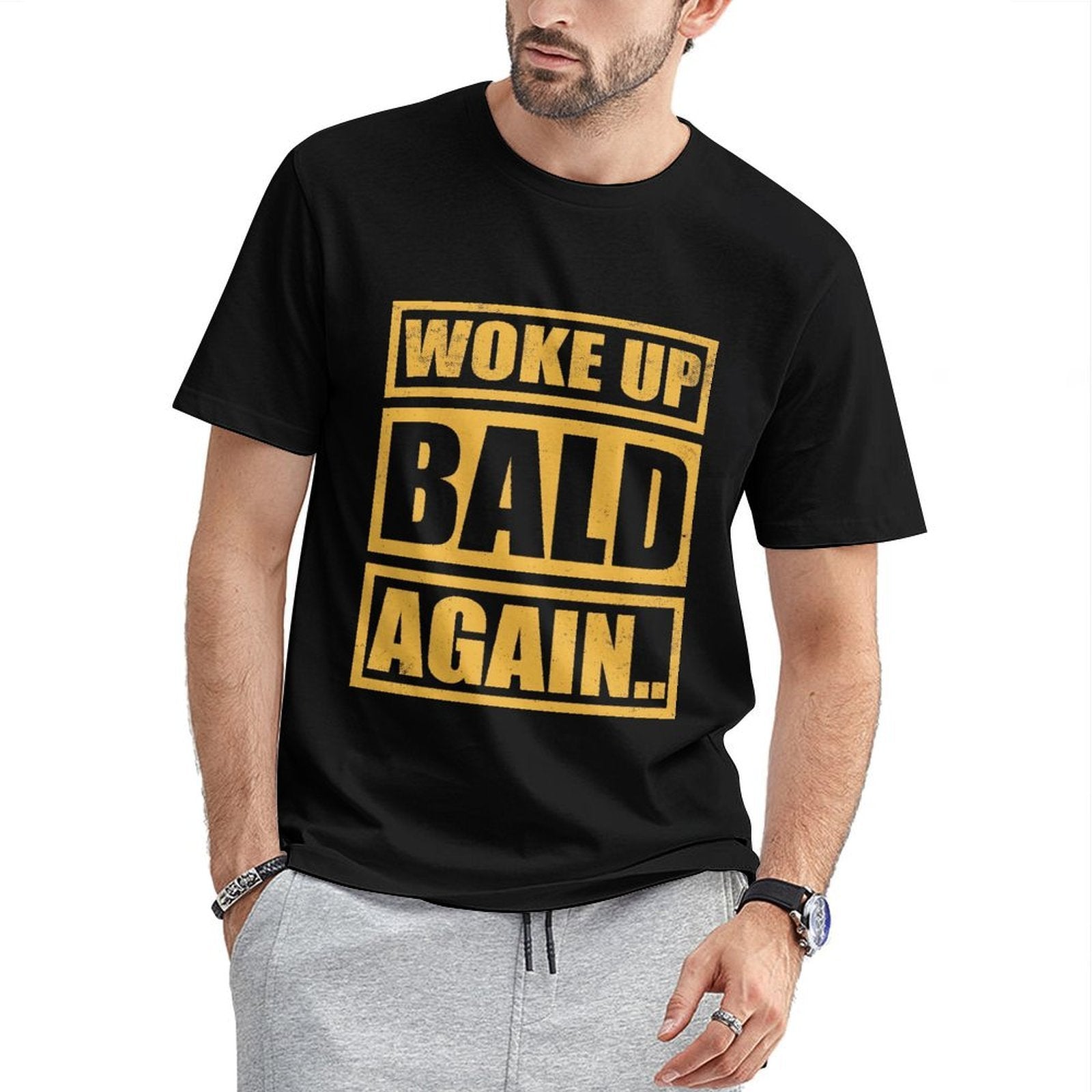 Inkmay Casual  Cotton T-shirt Woke Up Bald Again Print Design Unisex T-shirtPremium Recycled T-Shirt