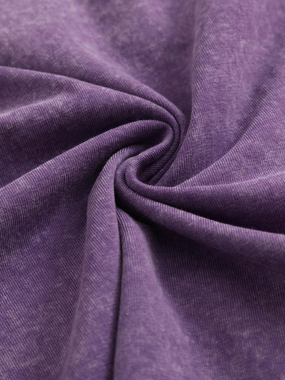 230gsm Heat Transfer Print Canvas Cotton Pre-washed T-shirt, Front Panel Print, Deep Purple