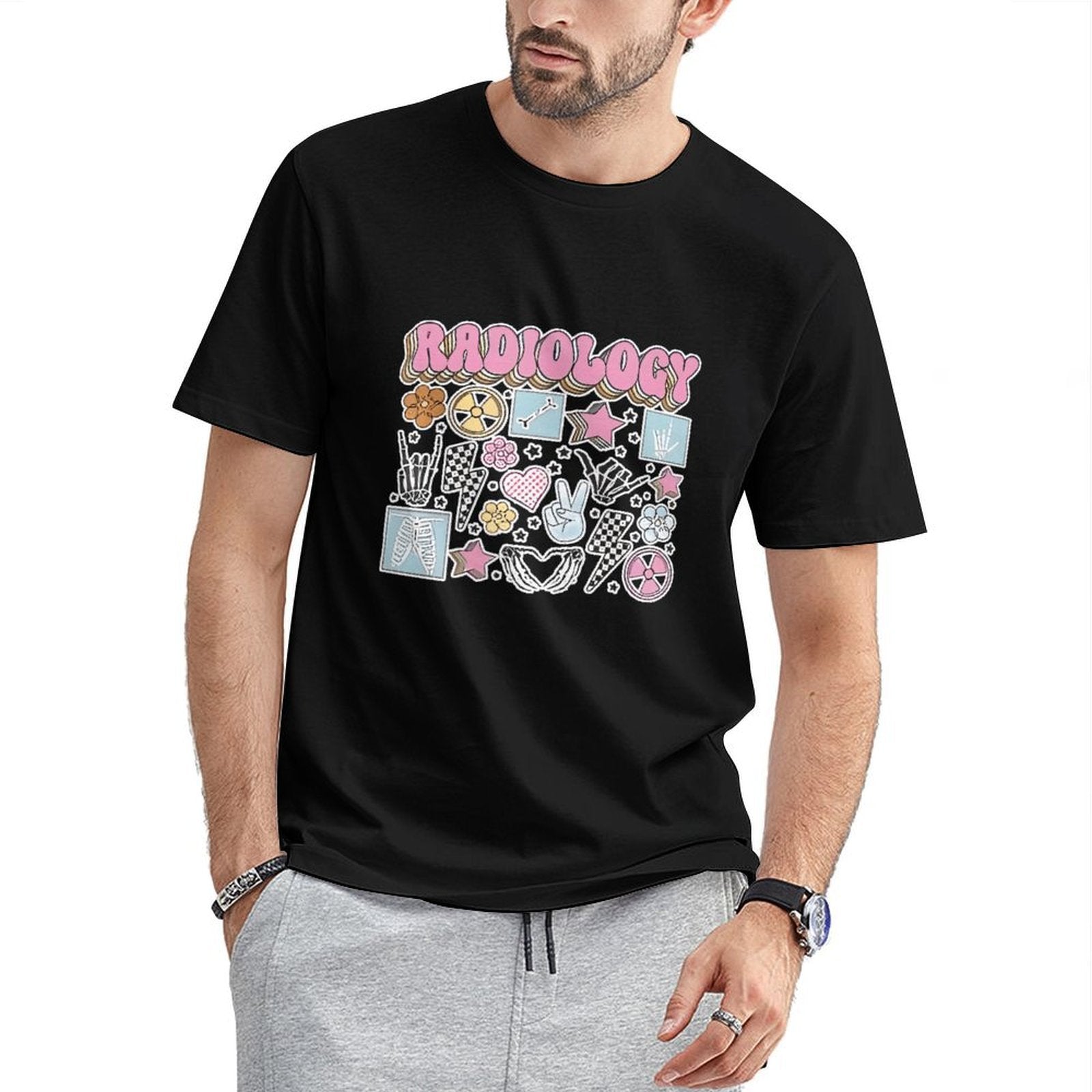 Inkmay Casual  Cotton T-shirt Radiology Stickers With Various Designs Unisex T-shirtSlim Fit Long Lasting T-Shirt
