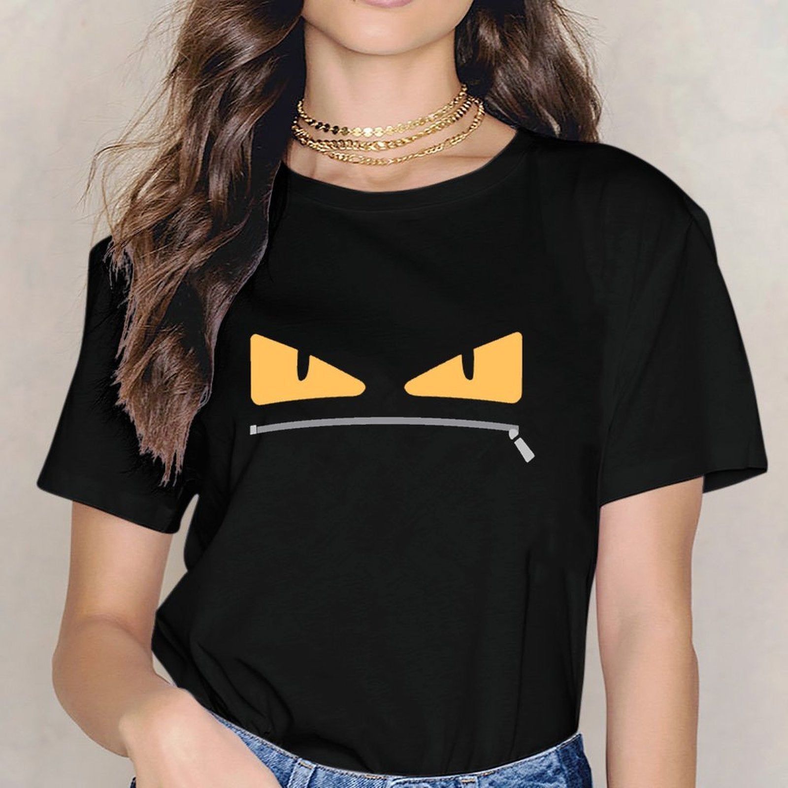 Inkmay Casual Cotton T-shirt Abstract Yellow And Black Design Unisex T-shirtEverydayFit Indoor T-Shirt