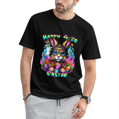 Inkmay Casual  Cotton T-shirt Happy 4 20 Easter Bunny Design Unisex T-shirtCoreLine ActiveStyle T-Shirt