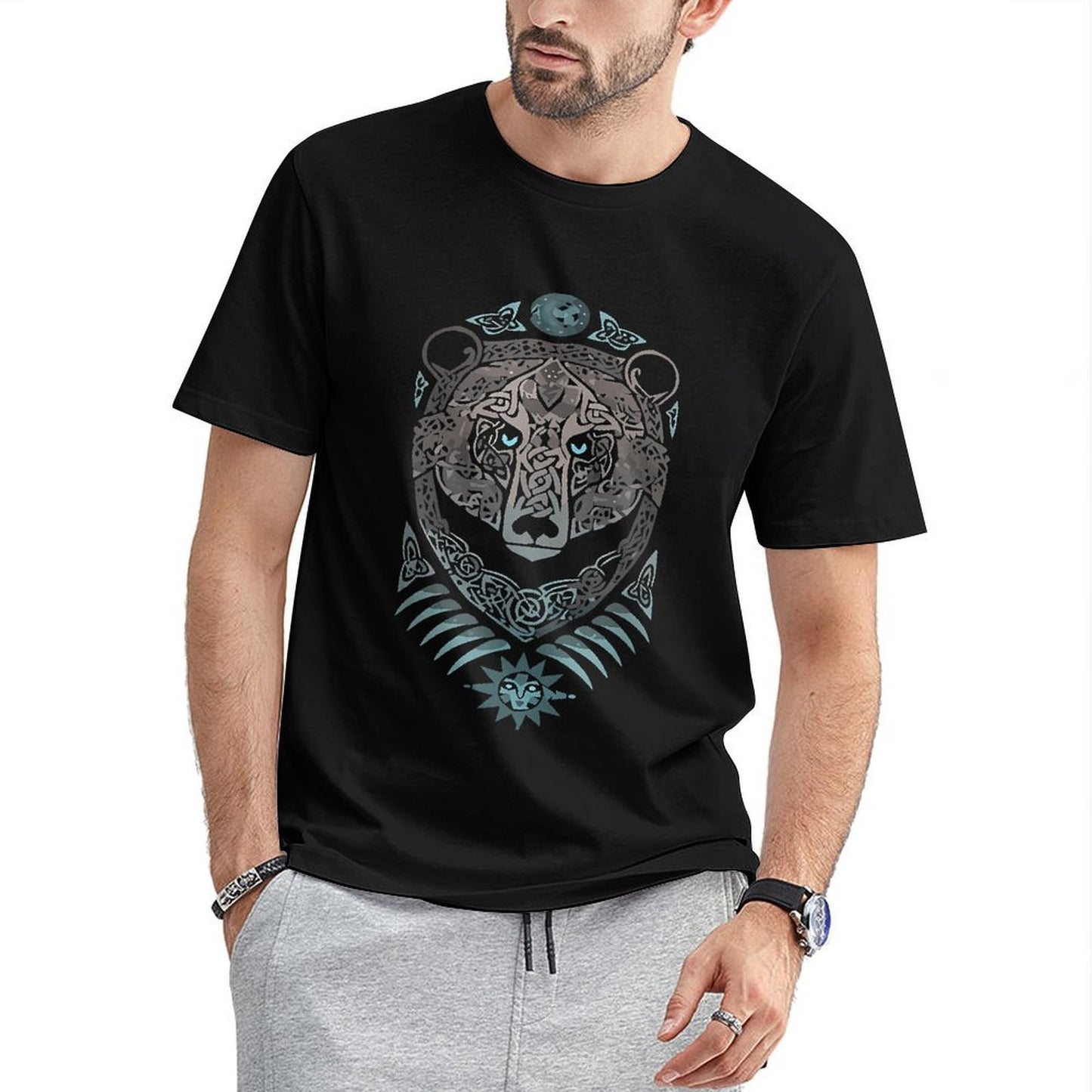 Inkmay Casual Cotton T-shirt Celtic Wolf Design With Intricate Patterns Unisex T-shirtPrint-Ready SoftTouch T-Shirt
