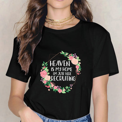 Inkmay Casual Cotton T-shirt Floral Frame With Pink Roses Unisex T-shirtEdition Softstyle T-Shirt