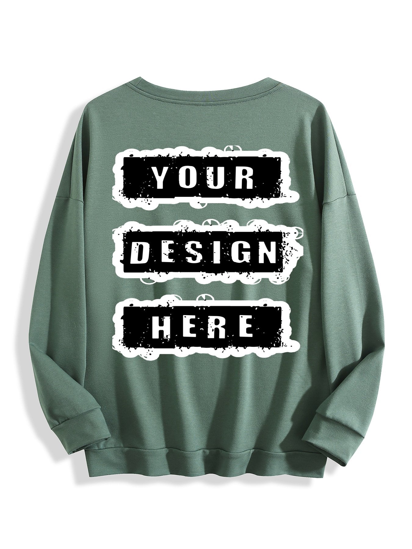 240g Crew Neck Sweatshirt - Gray-Green-back