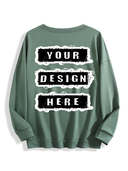 240g Crew Neck Sweatshirt - Gray-Green-back