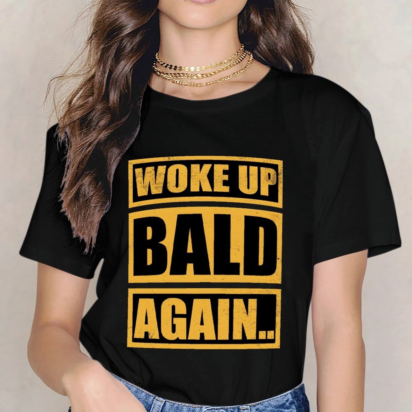 Inkmay Casual  Cotton T-shirt Woke Up Bald Again Print Design Unisex T-shirtPremium Recycled T-Shirt