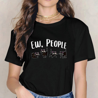 inkmay-casual-cotton-t-shirt-black-cats-with-pink-accents-unisex-t-shirt