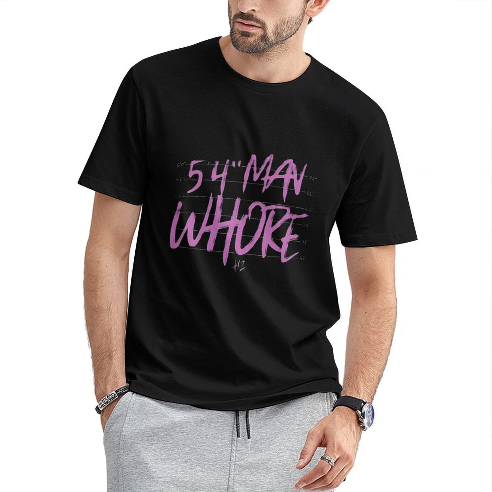 Inkmay Casual Cotton T-shirt Purple Text On Black Background Art Unisex T-shirtSoftstyle Crewneck T-Shirt