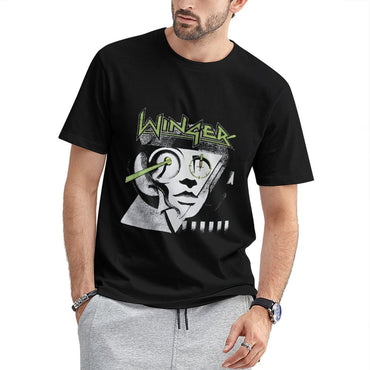 Inkmay Casual  Cotton T-shirt Winger Band Artwork With Triangle Unisex T-shirtClassicSeries AllSeason T-Shirt