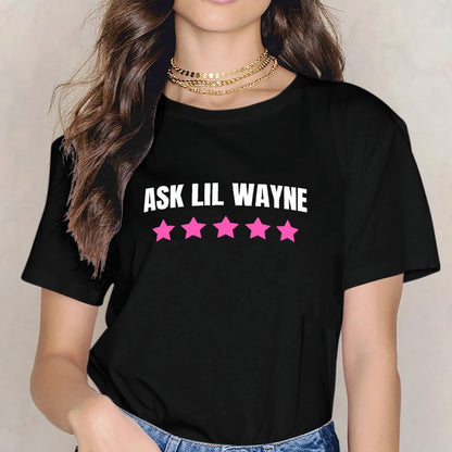 Inkmay Casual Cotton T-shirt Pink Wavy Line On White Background Unisex T-shirtPromotional Crew Neck T-Shirt