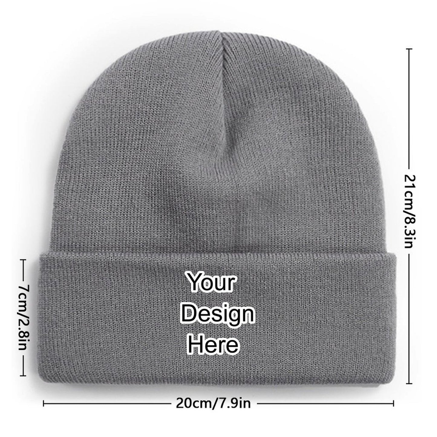 Custom grey knit hat