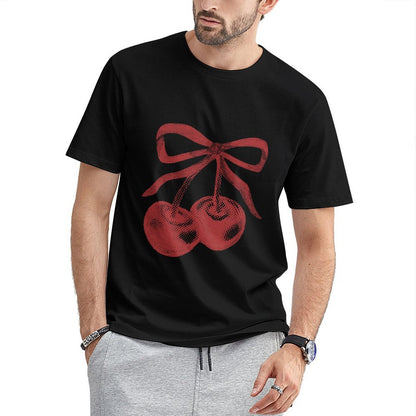 Inkmay Casual Cotton T-shirt Solid Red Background No Patterns Unisex T-shirtMinimalist Eco / Sustainable T-Shirt