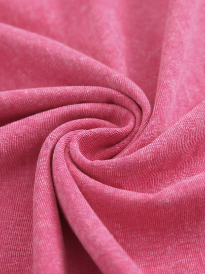 230gsm Printed 100% Cotton Pre-washed T-Shirt, Front Print in Rose Red
