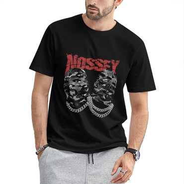 Inkmay Casual Cotton T-shirt Camouflage Faces With Bold Chains Unisex T-shirtFitted Bold T-Shirt