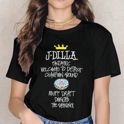 Inkmay Casual Cotton T-shirt Donut With Pink Logo Sprinkles Unisex T-shirtLogo-Ready Daily T-Shirt