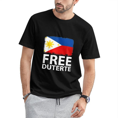 Inkmay Casual  Cotton T-shirt Philippine Flag Design With Stars Sun Unisex T-shirtCrewneck StreetLine T-Shirt