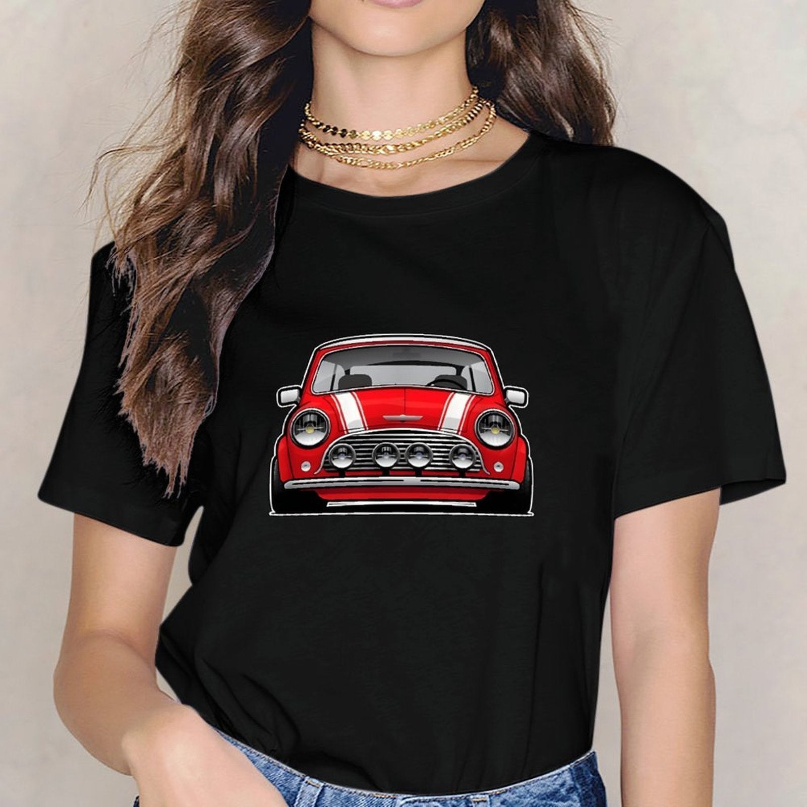 Inkmay Casual  Cotton T-shirt Woo Sunglasses With Cars And Unisex T-shirtPureStyle Original T-Shirt