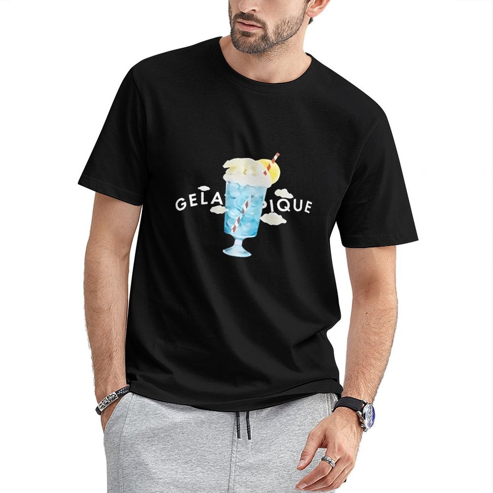 Inkmay Casual Cotton T-shirt Blue Ice Cream With Lemon Slice Unisex T-shirtFundraising Men¡¯s / Women¡¯s / Youth T-Shirt
