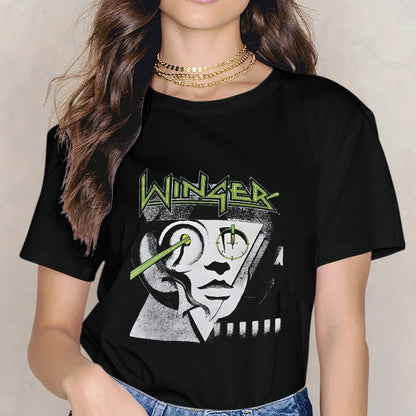 Inkmay Casual  Cotton T-shirt Winger Band Artwork With Triangle Unisex T-shirtClassicSeries AllSeason T-Shirt