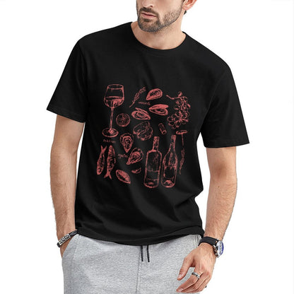 Inkmay Casual Cotton T-shirt Solid Red Background No Patterns Unisex T-shirtEverydaySeries Promotional T-Shirt