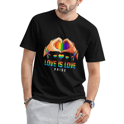 Inkmay Casual Cotton T-shirt Rainbow Colors Form Heart Shape Design Unisex T-shirtMinimal TimelessStyle T-Shirt