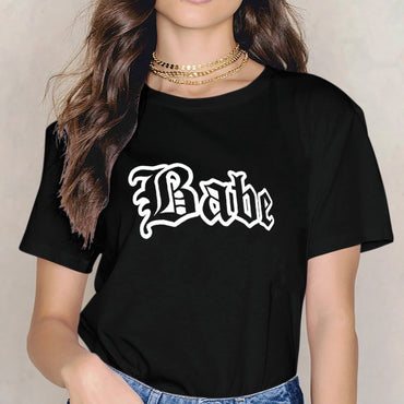 Inkmay Casual Cotton T-shirt Babe In Gothic Style Font Unisex T-shirtSharp Edition T-Shirt