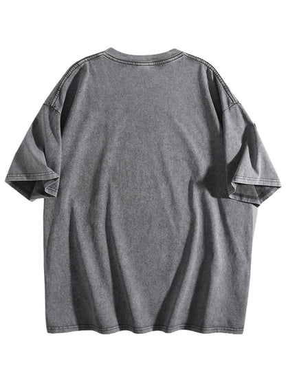 230gsm Printed 100% Cotton Pre-washed T-Shirt, Front Print in Dark Gray
