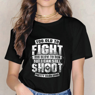 Inkmay Casual  Cotton T-shirt Too Old To Fight Too Unisex T-shirtSeamless Solid T-Shirt
