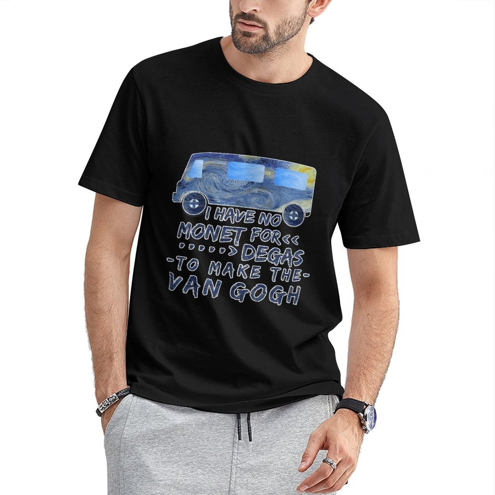 Inkmay Casual  Cotton T-shirt Van Gogh Inspired Van Art Print Unisex T-shirtTrueStyle BasicSeries T-Shirt