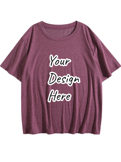 Customizable Front Design Women's Short-Sleeve Burgundy