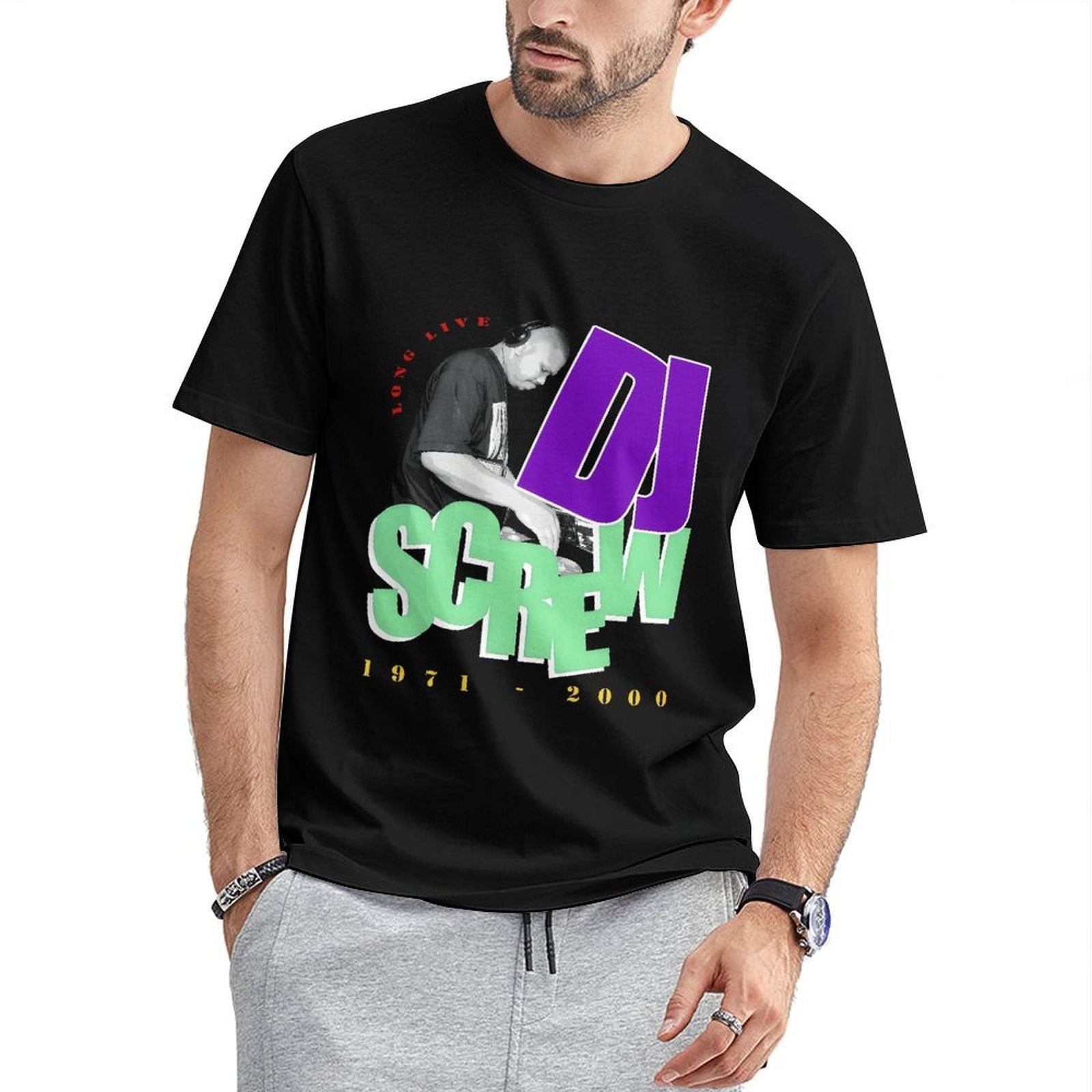 Inkmay Casual Cotton T-shirt Dj Screw Music Artwork Design Prints Unisex T-shirt100% Cotton StreetLine T-Shirt