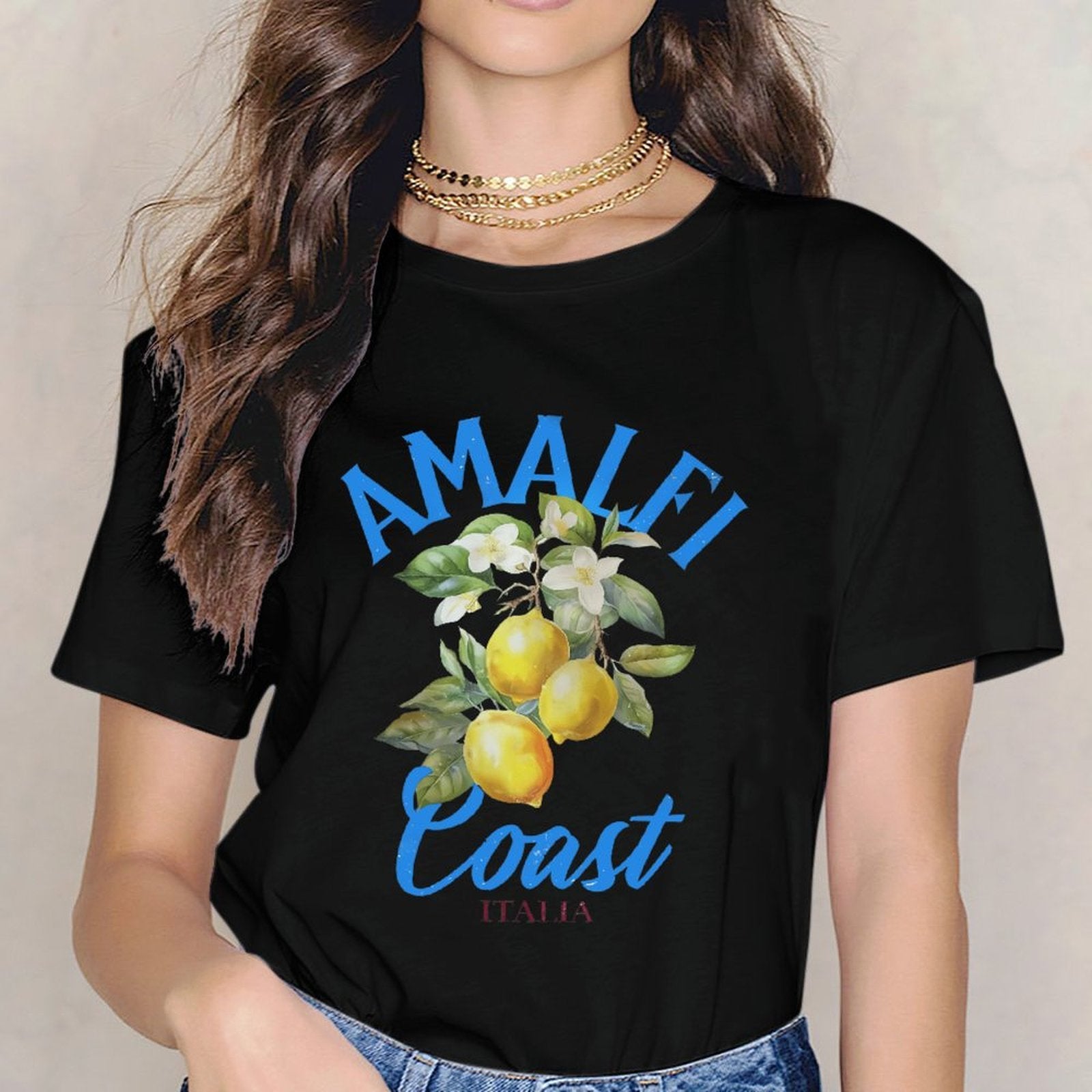 Inkmay Casual Cotton T-shirt Lemon Blossom Branch With Yellow Fruits Unisex T-shirtClean Edges Edition T-Shirt