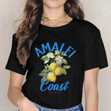 Inkmay Casual Cotton T-shirt Lemon Blossom Branch With Yellow Fruits Unisex T-shirtClean Edges Edition T-Shirt