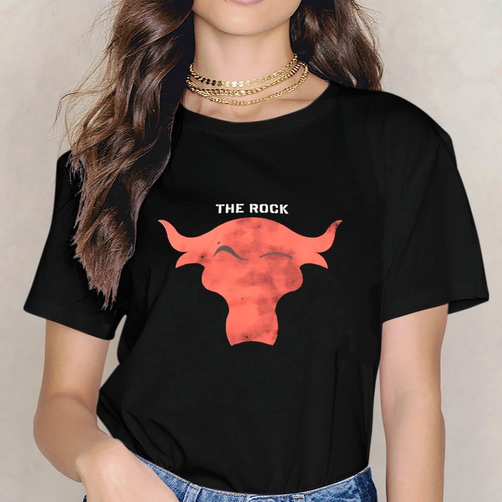 Inkmay Casual Cotton T-shirt Red Bull Head With Horns Unisex T-shirtComfort TrueComfort T-Shirt