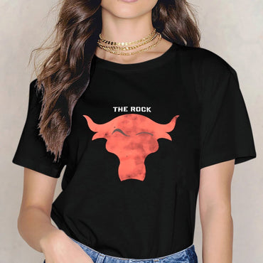 Inkmay Casual Cotton T-shirt Red Bull Head With Horns Unisex T-shirtComfort TrueComfort T-Shirt