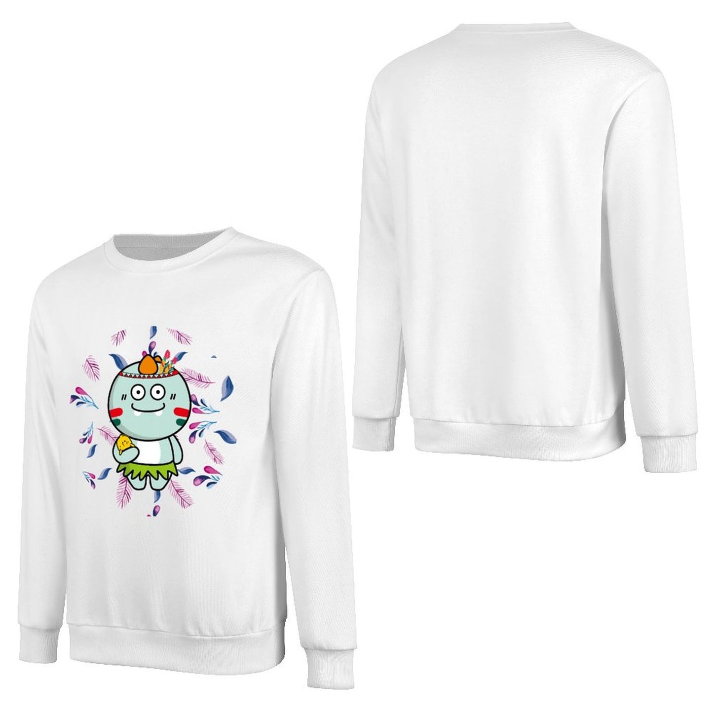 Front Patterned Long Sleeve TopBasicSeries Solid