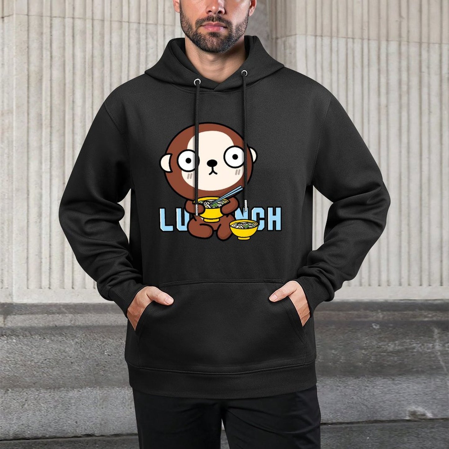 Neutral Double-Stitched Front Graphic Hoodies