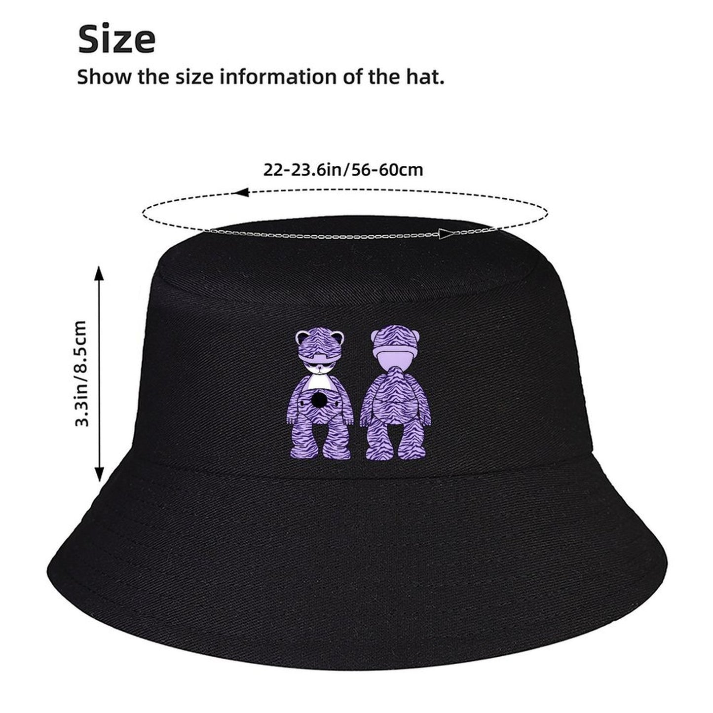 Sleek Black Bucket Hat with Tonal Print Design