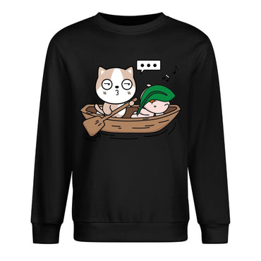 Front Patterned Long Sleeve TopCrewneck SoftTouch