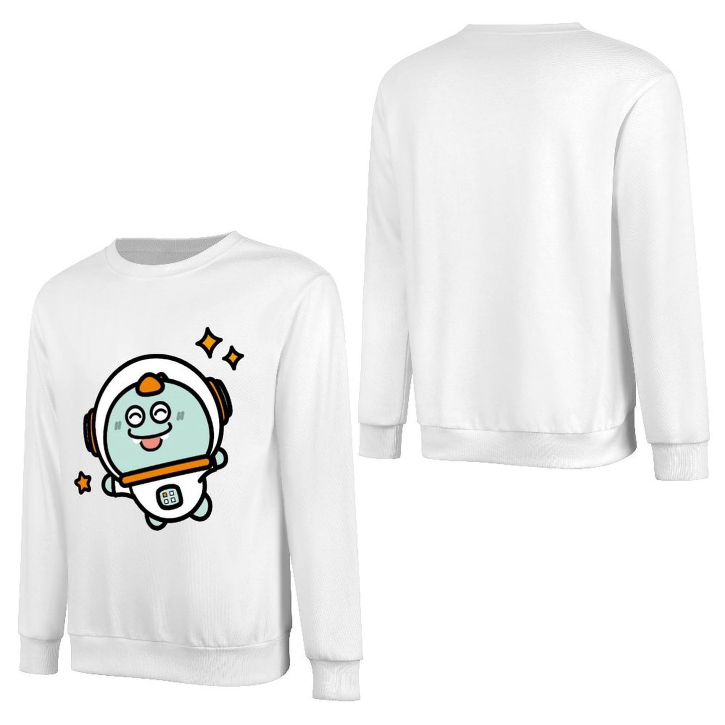 Front Patterned Long Sleeve TopRelaxFit Crew Neck