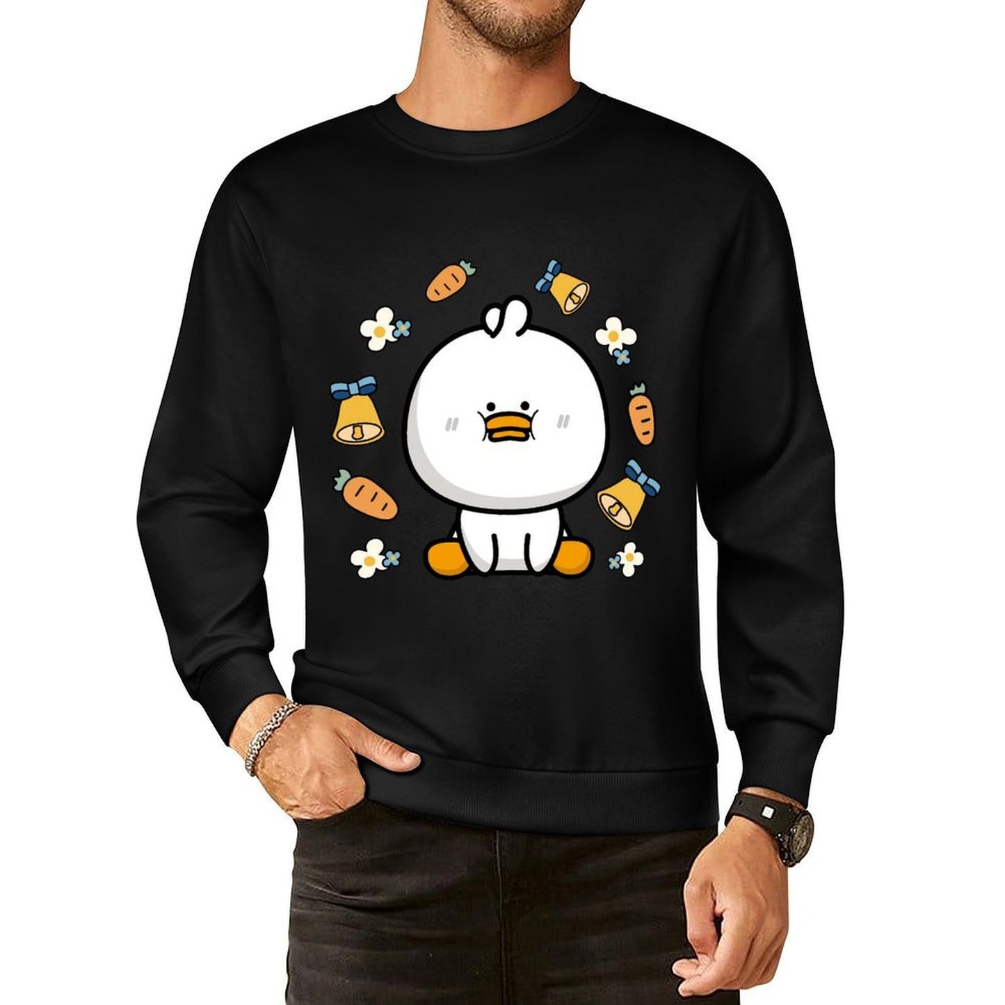 Front Patterned Long Sleeve TopColorfast Unisex