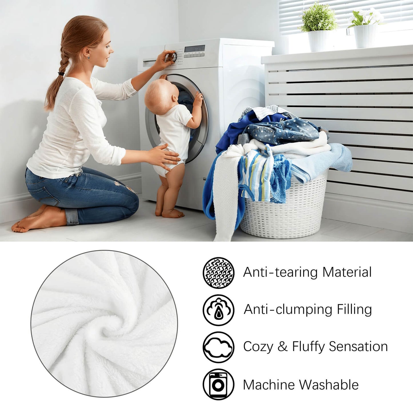 Dinosaur Print Blanket White with Multicolor Dinosaurs and Moon Pattern for Cozy Bedding
