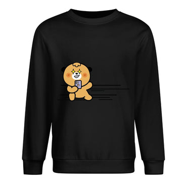 Front Patterned Long Sleeve TopRegular Crewneck