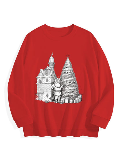Customizable Christmas-themed long-sleeved shirt with a minimalist Santa Claus design