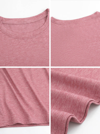 Design your own pink crew neck long-sleeved T-shirt